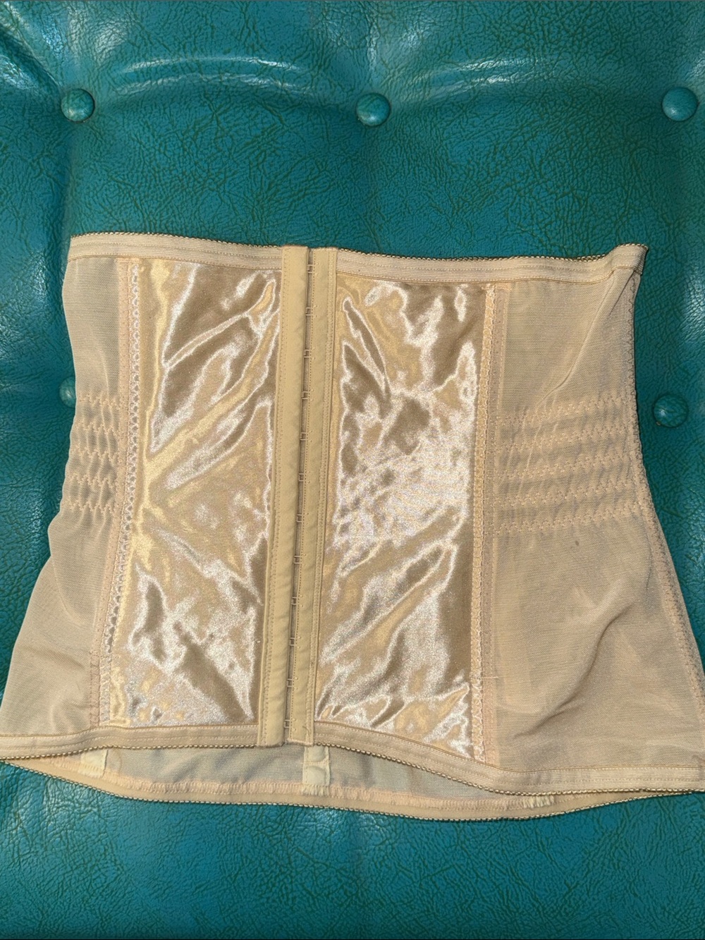 Unique Vintage ivory beige stretch waist cincher waist shaper corset XL
